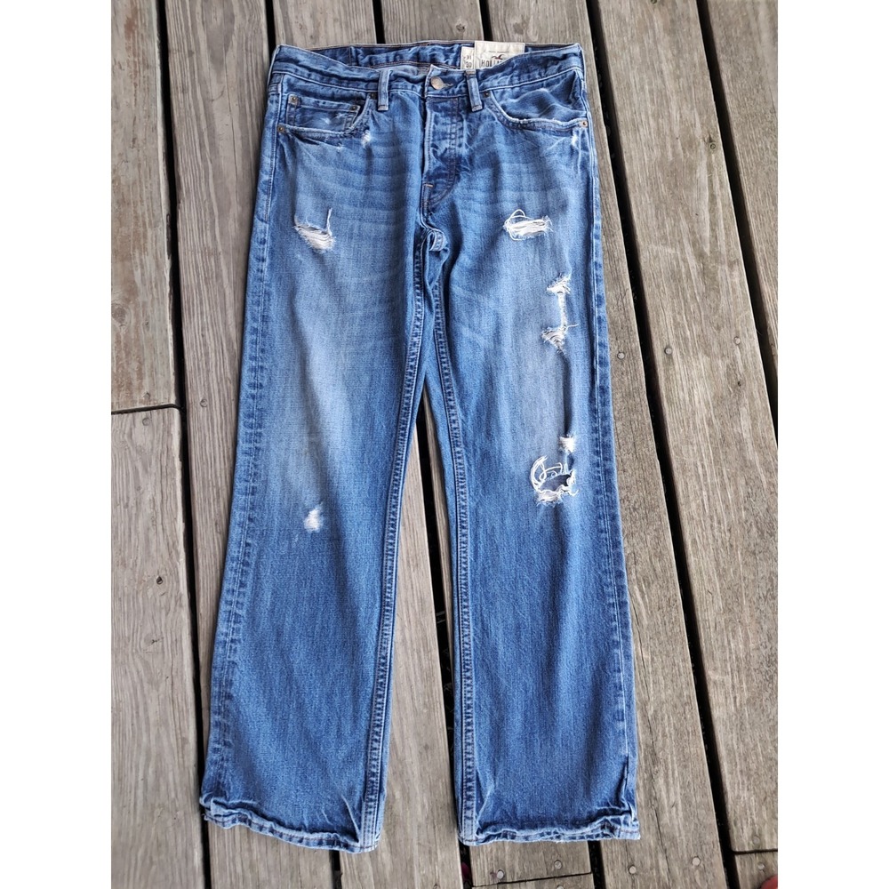 Hollister  Straight Leg Jeans Mens 31x30 Medium Wash Blue Denim Stretch J15